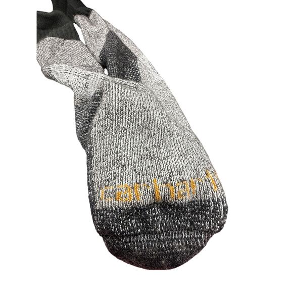 🧦 Carhartt Gray Black Work Crew Socks 2 Pair Lot Boot Hiking Durable Cushion - Picture 4 of 6